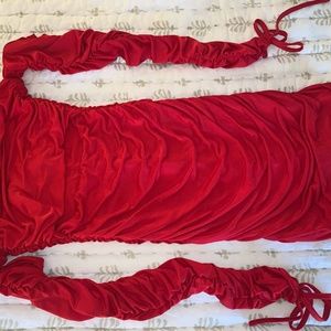 Cherry Red Bodycon off shoulder dress